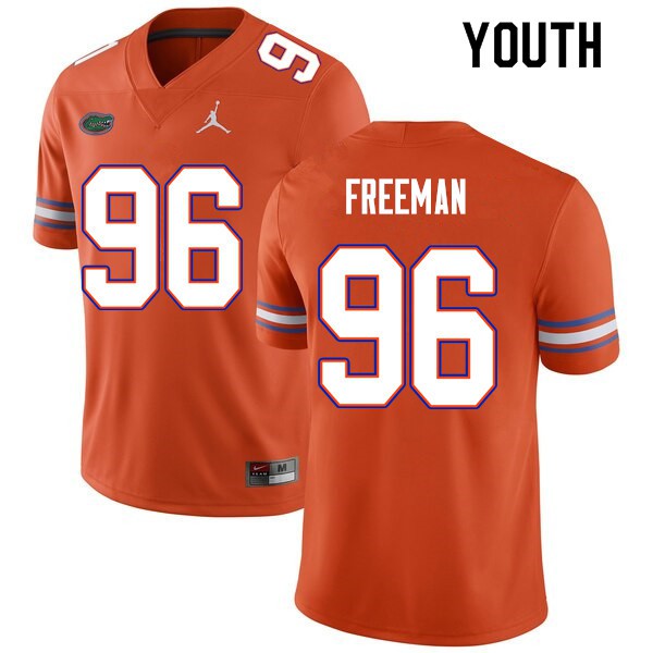 Youth #96 Travis Freeman Florida Gators College Football Jerseys Orange